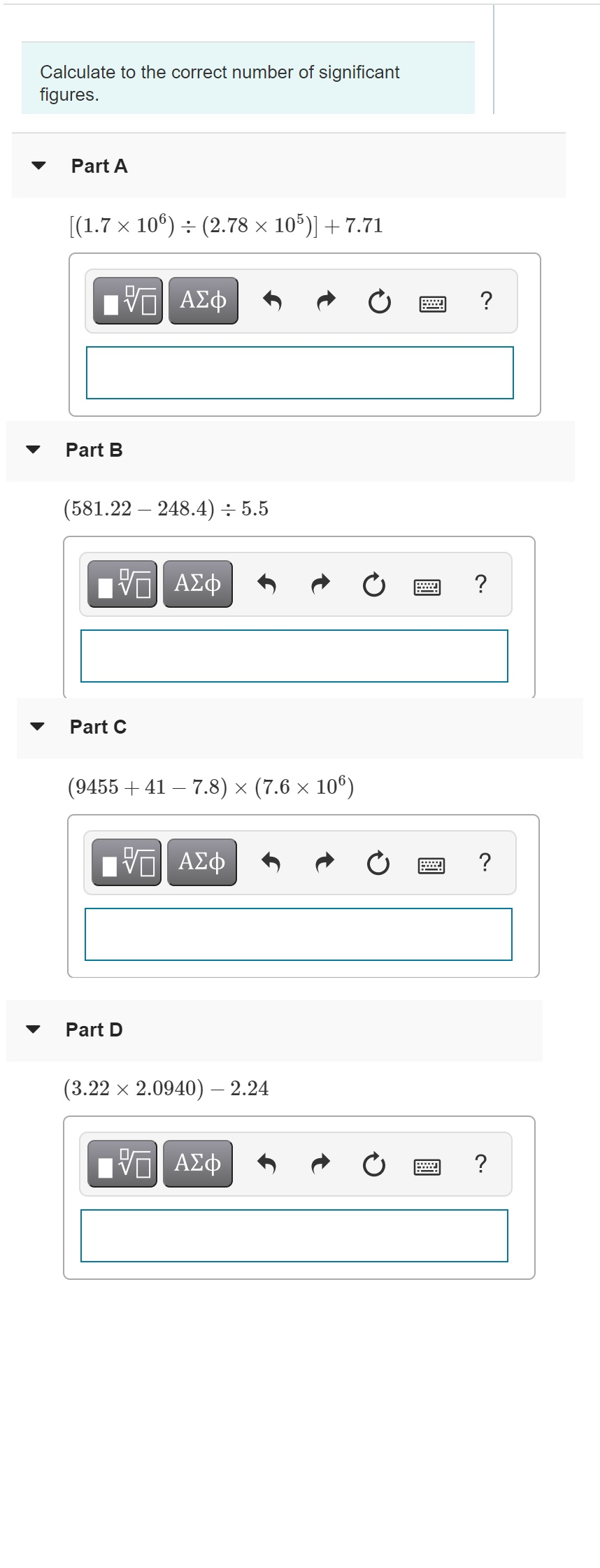 Solved Calculate to the correct number of significant | Chegg.com