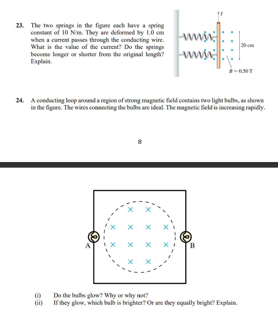 Solved 23. The two springs in the figure each have a spring | Chegg.com