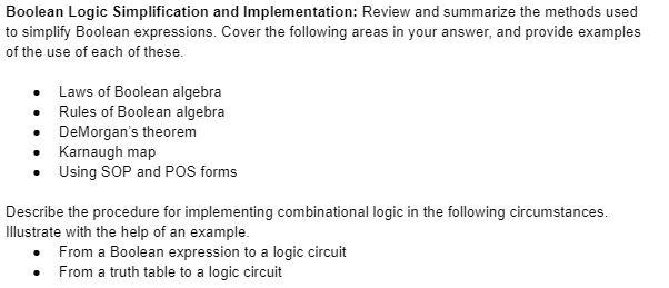 Solved Boolean Logic Simplification and Implementation: | Chegg.com