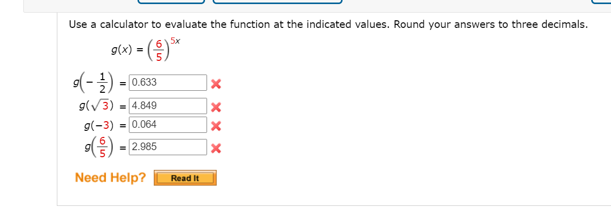 Solved Use A Calculator To Evaluate The Function At The | Chegg.com