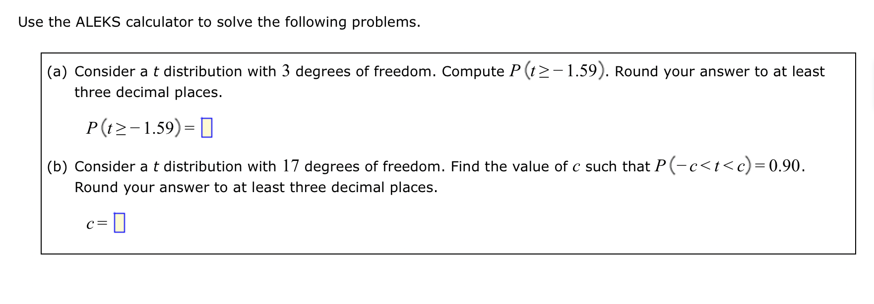 Solved Use the ALEKS calculator to solve the following | Chegg.com