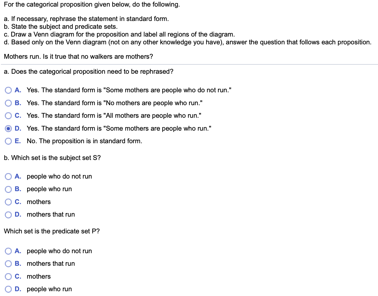 Solved For the categorical proposition given below, do the