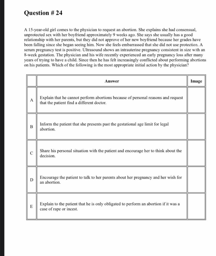 Solved Question # 24 A 15-year-old girl comes to the | Chegg.com