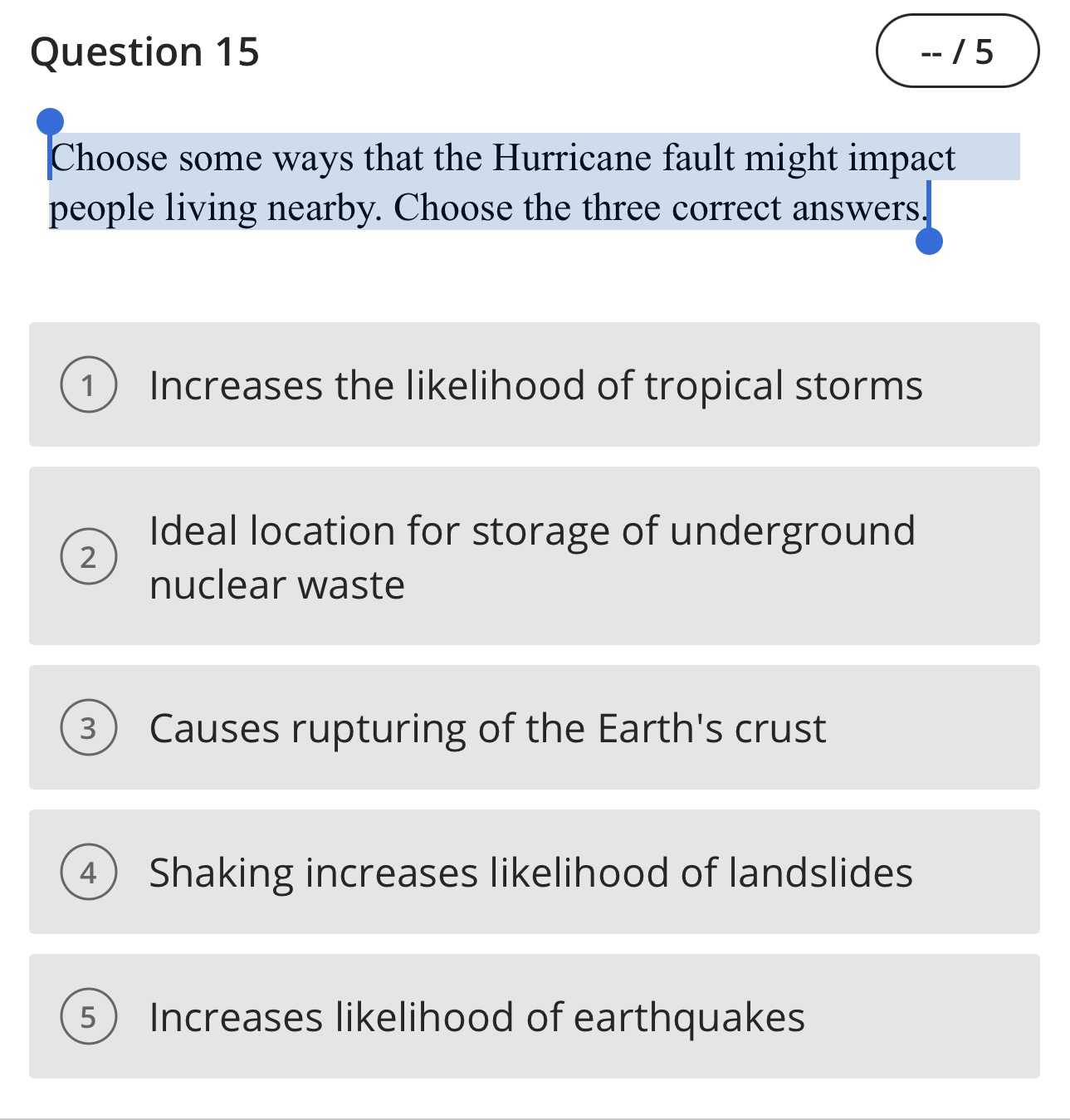 Solved Choose Some Ways That The Hurricane Fault Might | Chegg.com