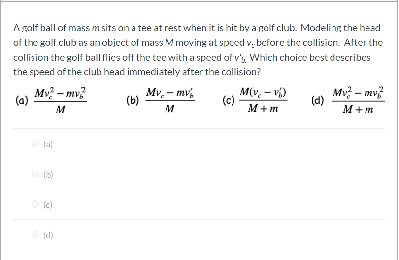 Solved A golf ball of mass m sits on a tee at rest when it | Chegg.com
