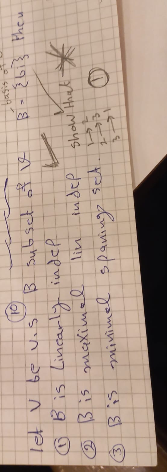 Solved (10) B Subset Of VB−basis={bi} Then Let V Be Vis B Su | Chegg.com