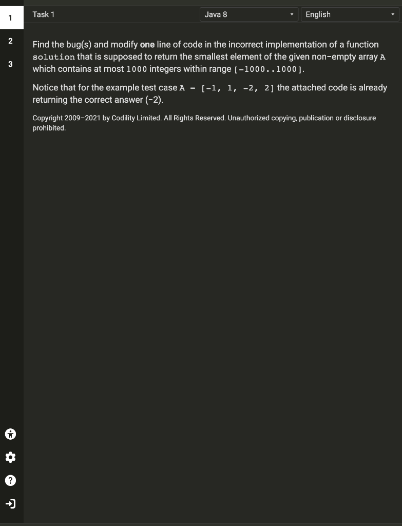 Solved Task 1 Java 8 English 1 2 3 Find the bug(s) and | Chegg.com