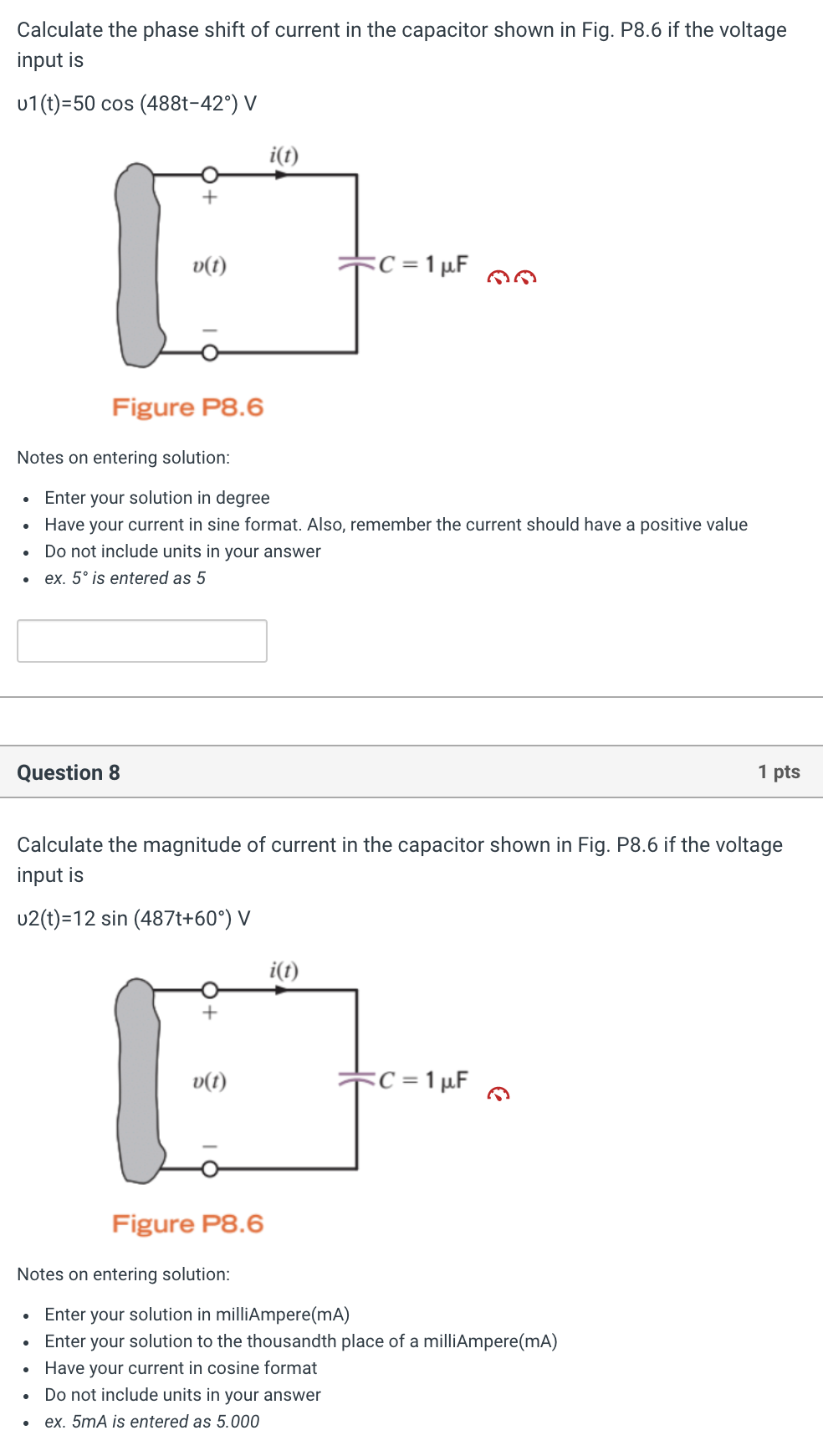Solved Calculate the phase shift of current in the capacitor