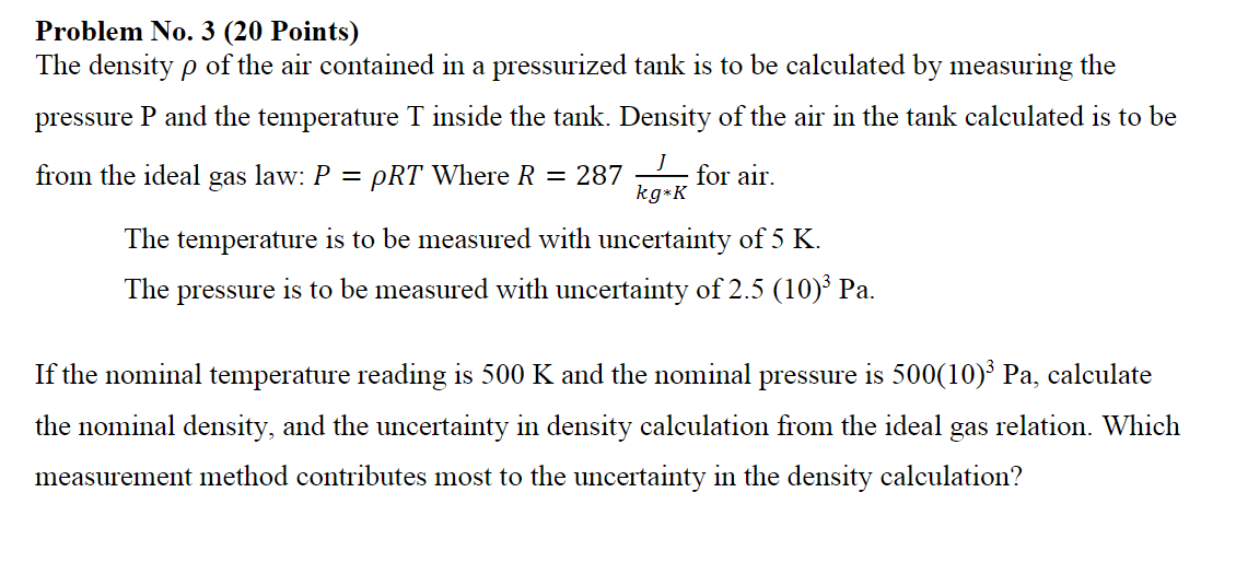 Solved Problem No. 3 (20 Points) The density p of the air | Chegg.com