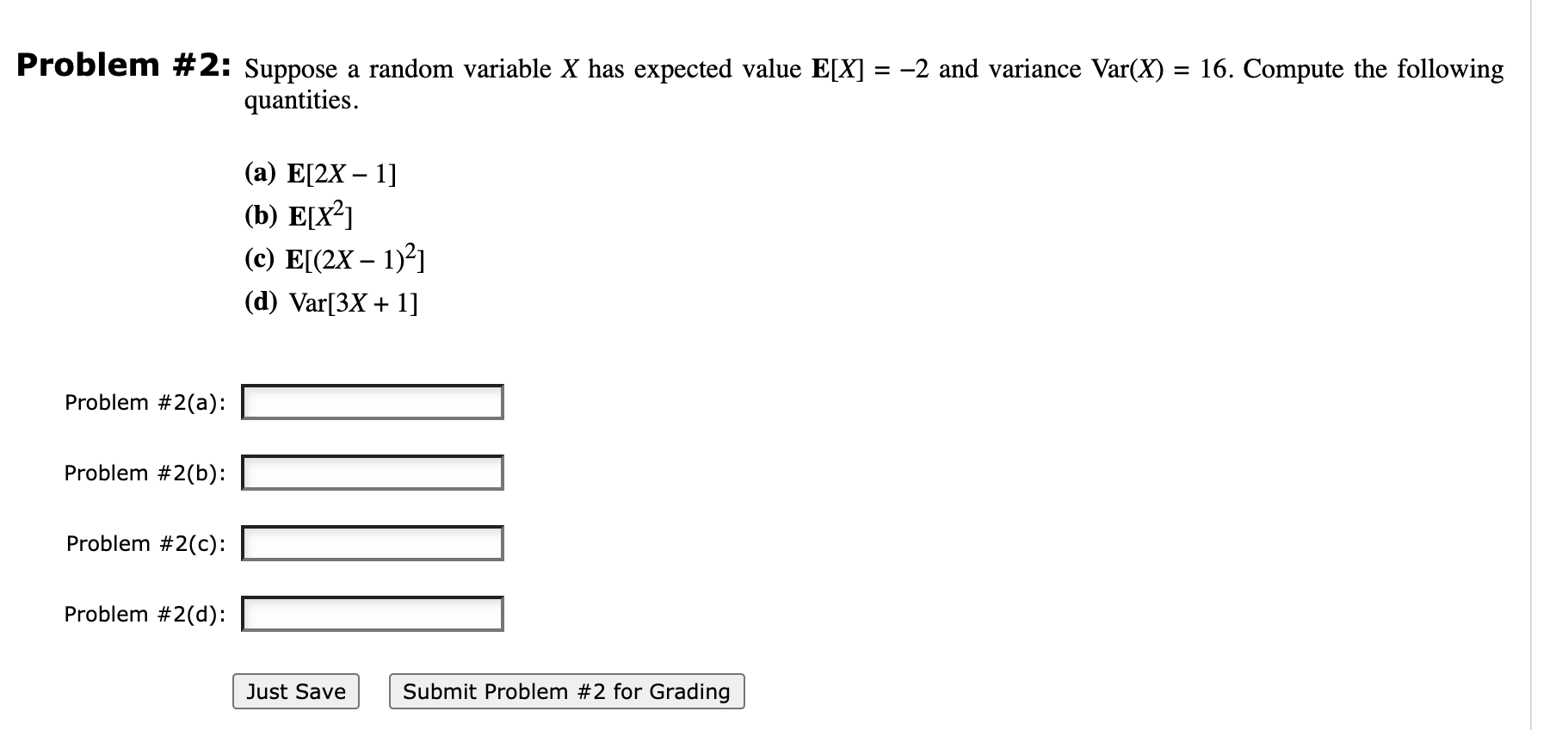 Solved Problem #2: Suppose A Random Variable X Has Expected | Chegg.com