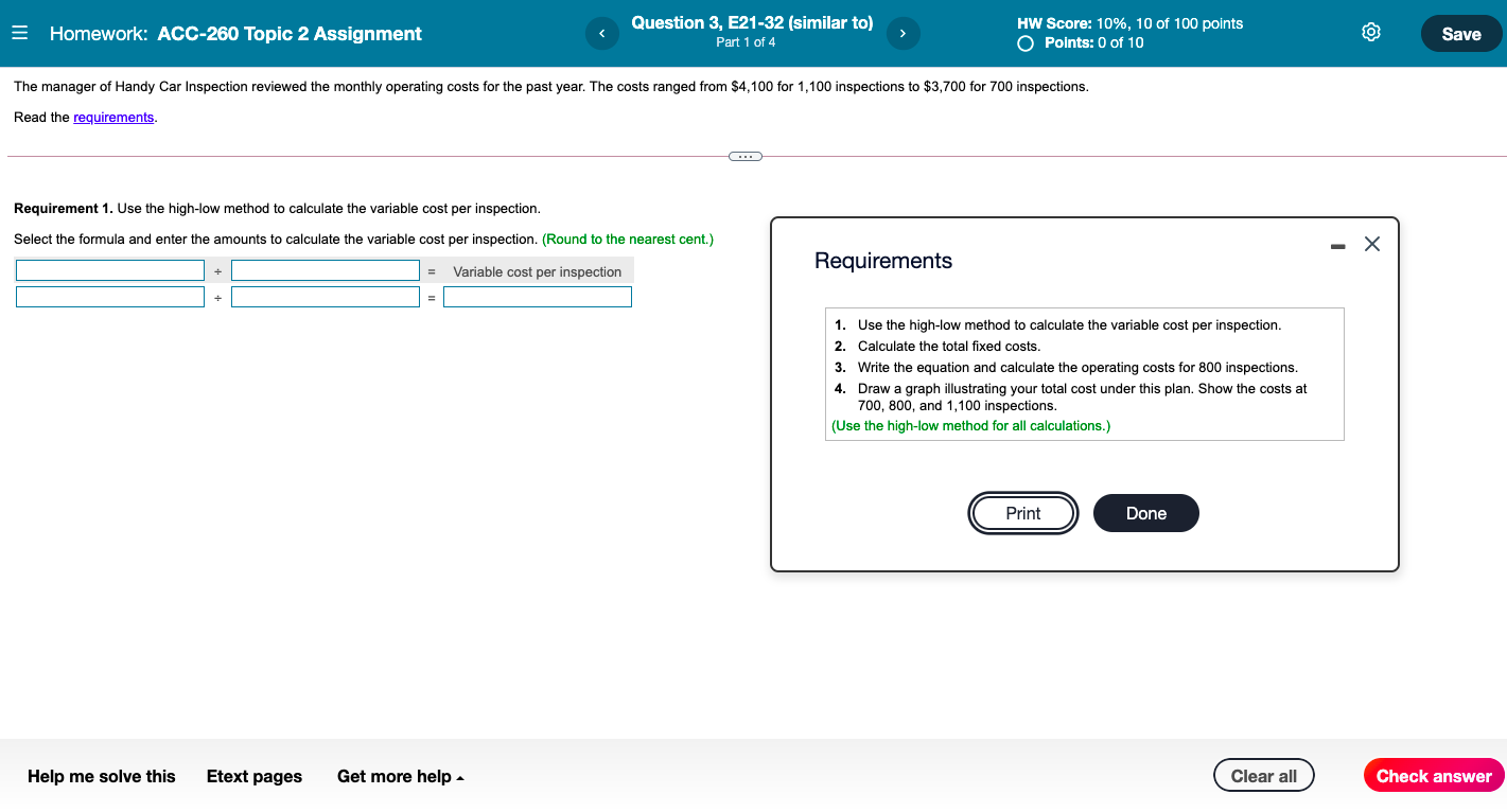 Solved = Homework: ACC-260 Topic 2 Assignment Question 3, | Chegg.com