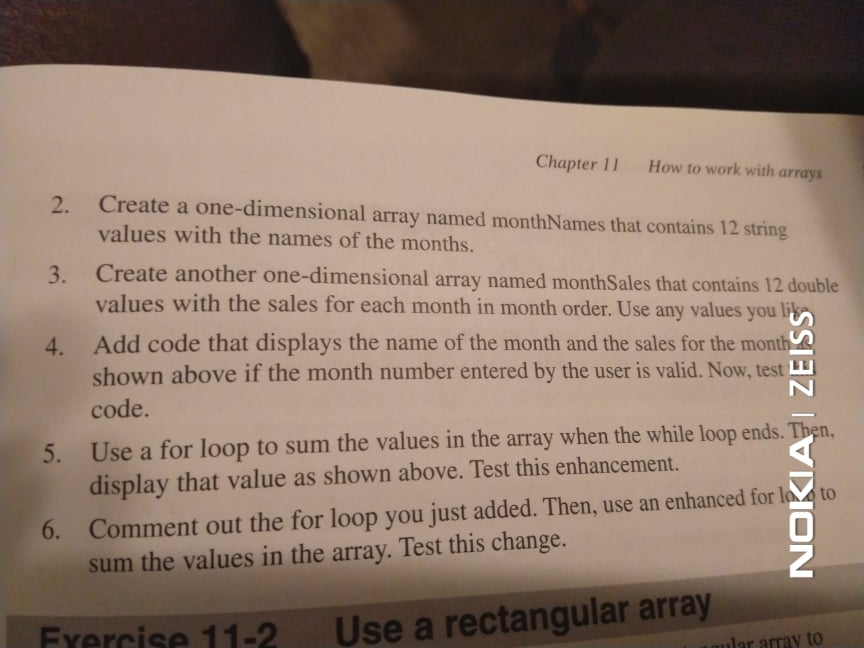 Chapter 11 How to work with arrays 2. Create a | Chegg.com