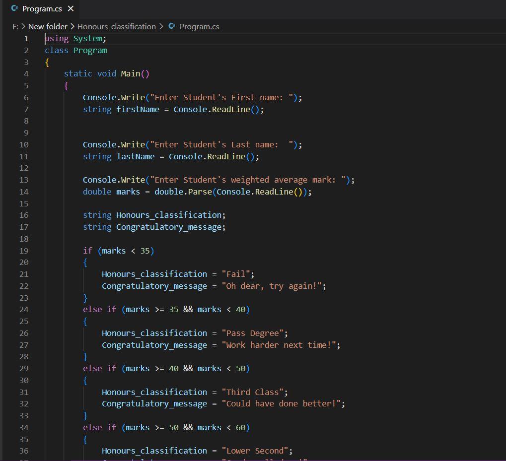 Solved Programming language: C# Basic code Code for task | Chegg.com