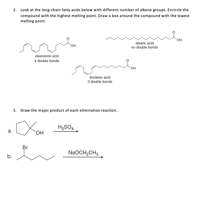 Solved 2. Look at the long-chain fatty acids below with | Chegg.com