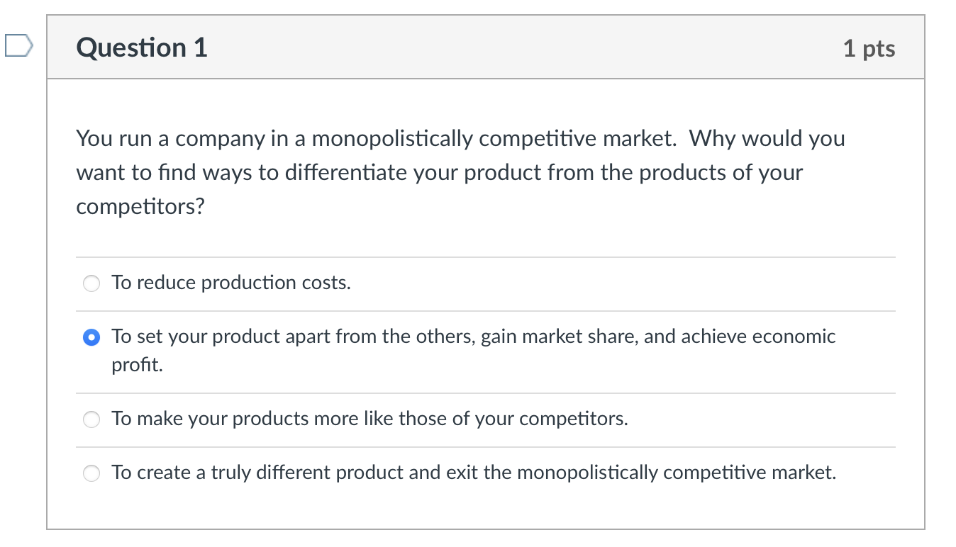 Solved You run a company in a monopolistically competitive