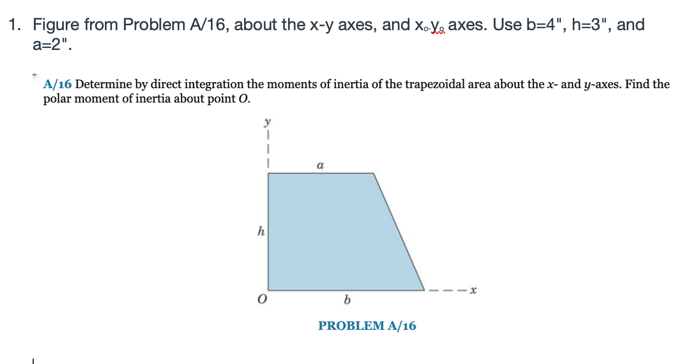 Solved 1. Figure from Problem A/16, about the x-y axes, and | Chegg.com