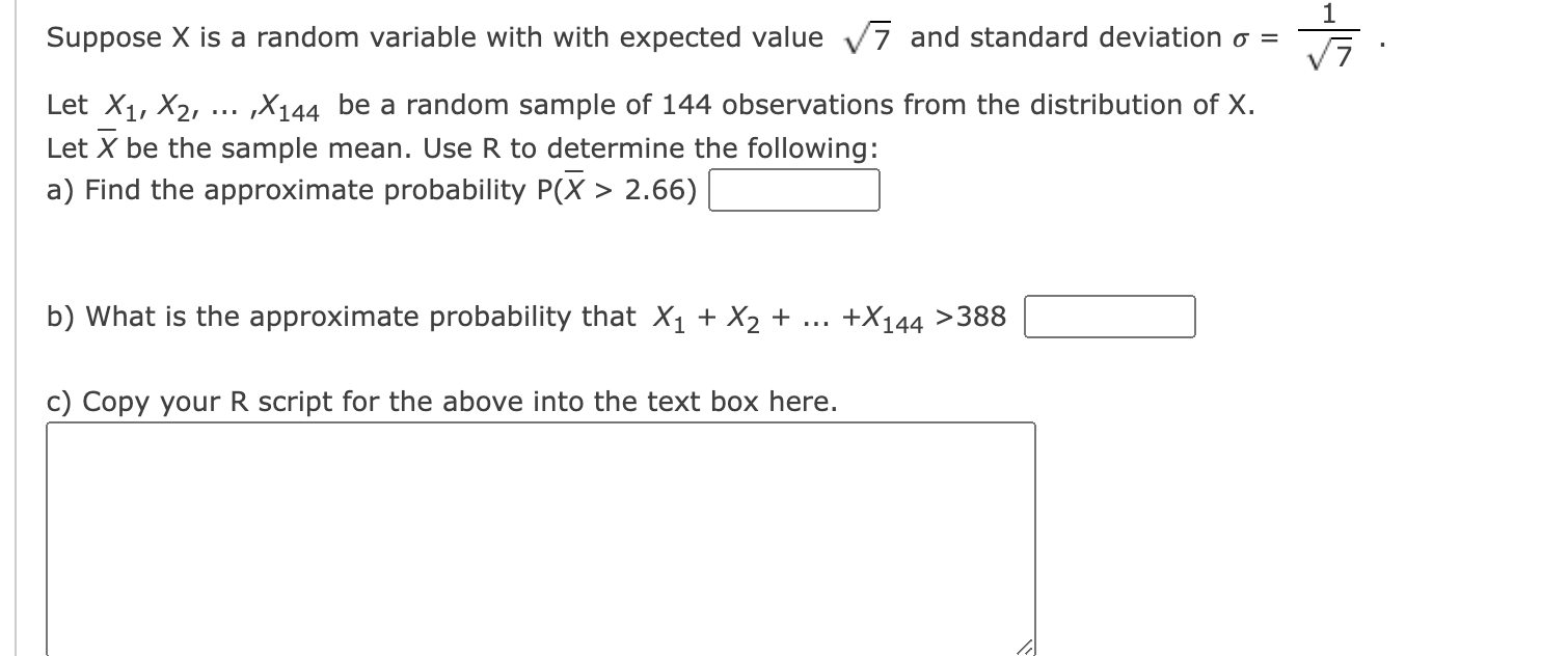 Solved 1 Suppose X is a random variable with with expected | Chegg.com