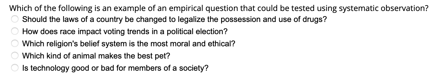 Solved Which of the following is an example of an empirical | Chegg.com