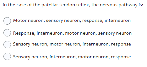 Solved In the case of the patellar tendon reflex, the | Chegg.com