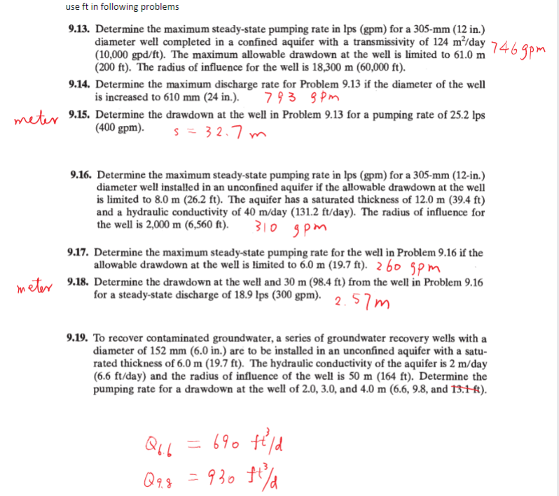 Solved 9.13. Determine the maximum steady-state pumping rate | Chegg.com