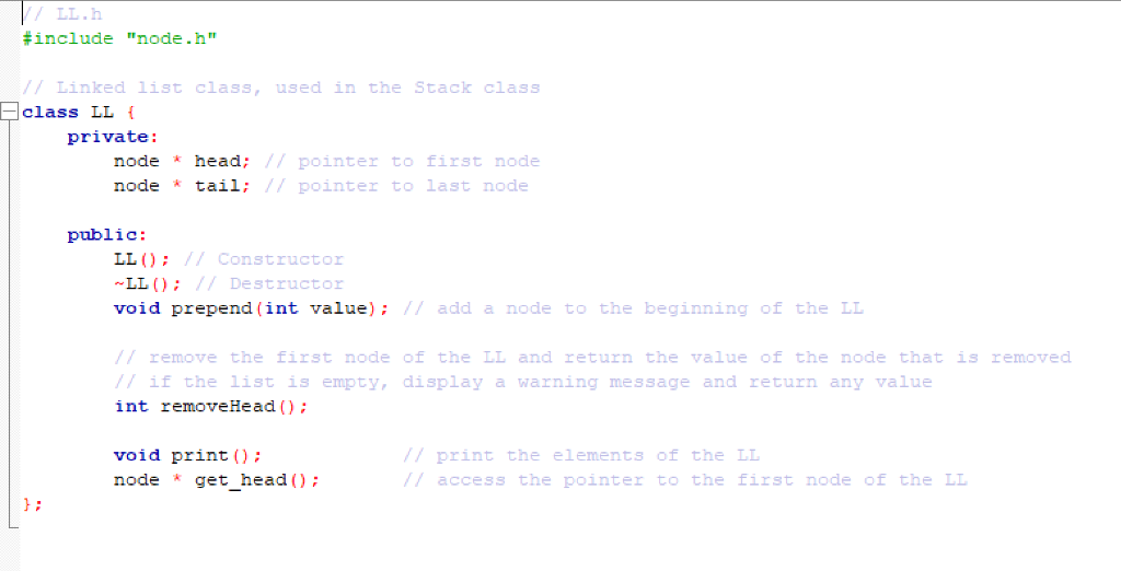 Solved (30 marks) Implement a Stack class using the linked | Chegg.com