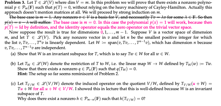 Solved Problem 3 Let Tel V Where Dim V M In This Pro Chegg Com