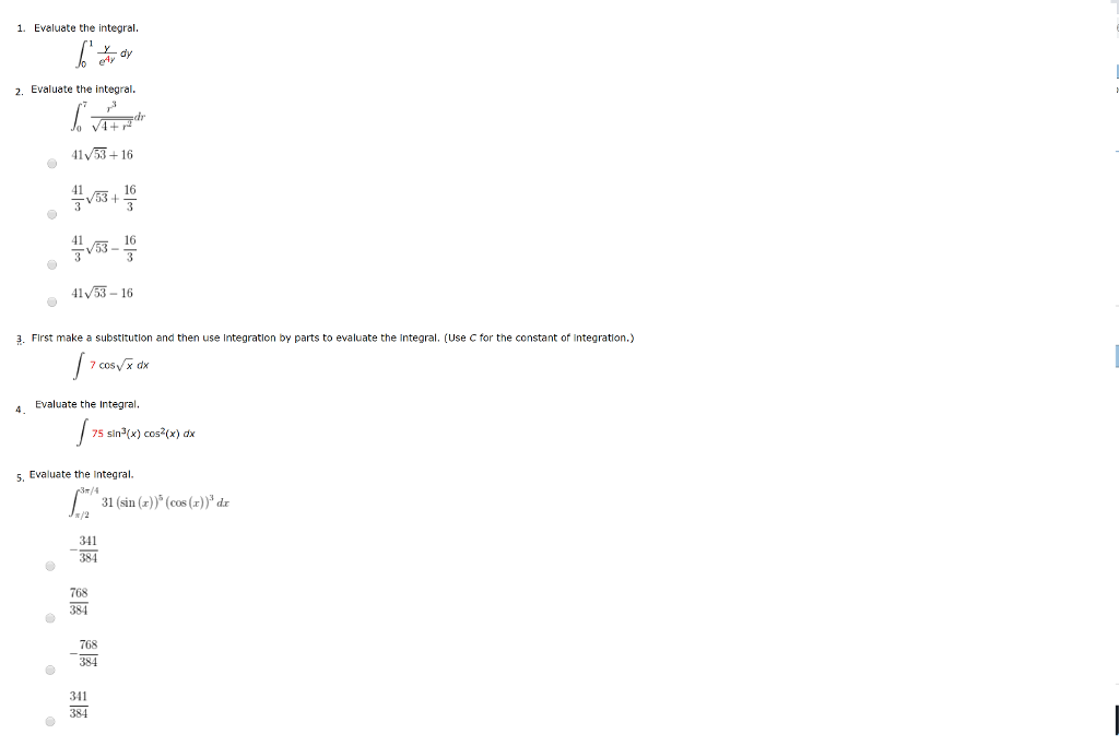 Solved 1. Evaluate the integral Evaluete the integral. 1 | Chegg.com