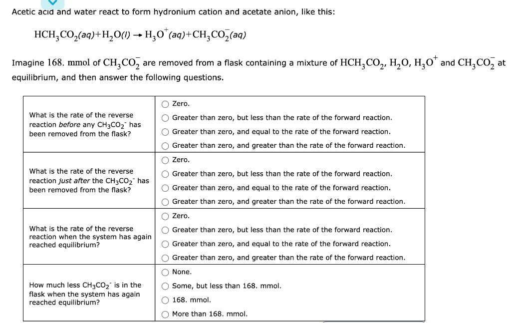 Solved Acetic acid and water react to form hydronium cation