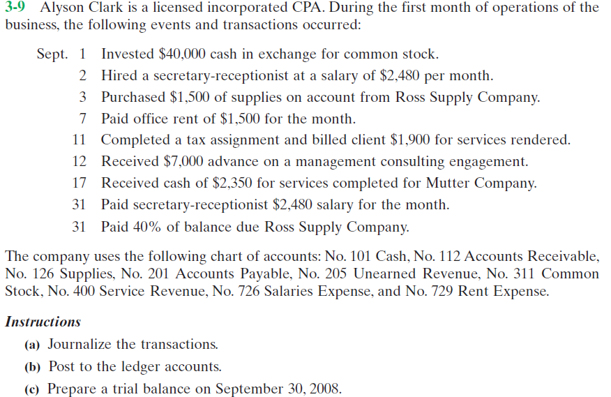 Solved 3-9 Alyson Clark is a licensed incorporated CPA. | Chegg.com