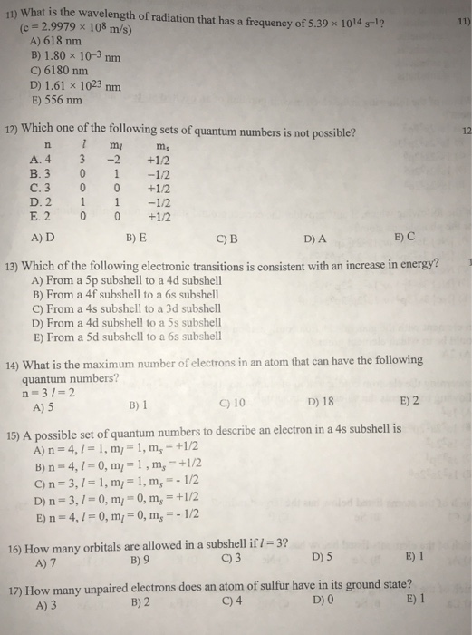 Solved 11) What is the wavelength of radiation that has a | Chegg.com