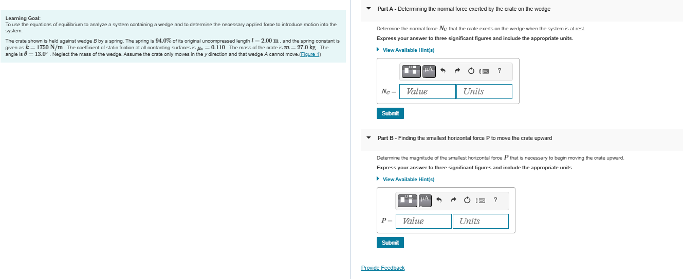 Solved Learning Goal: To use the equations of equilibrium to | Chegg.com