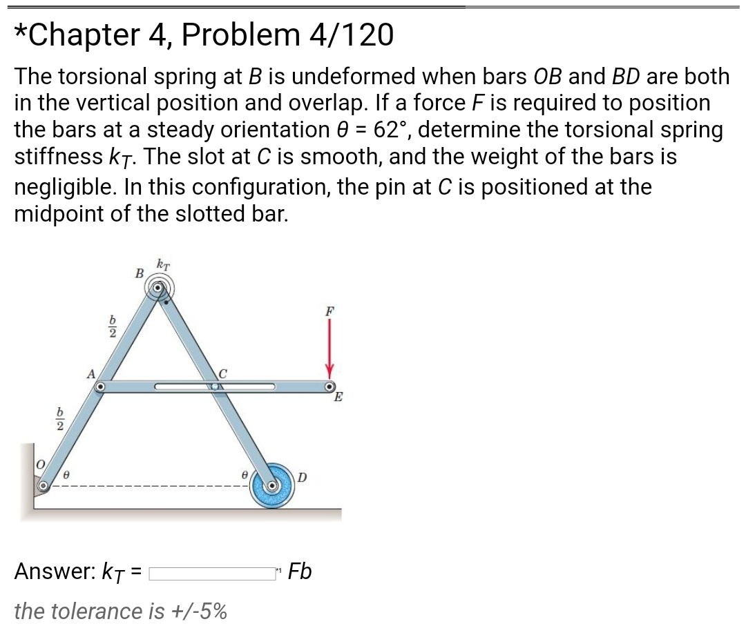 Solved *Chapter 4, Problem 4/120 The Torsional Spring At B | Chegg.com