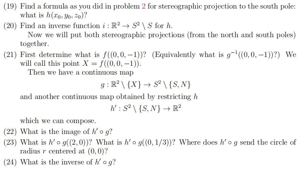 Solved Definition 7. Stereographic projection from the south | Chegg.com