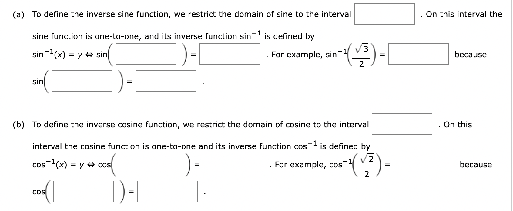 Solved A To Define The Inverse Sine Function We Restrict 1430