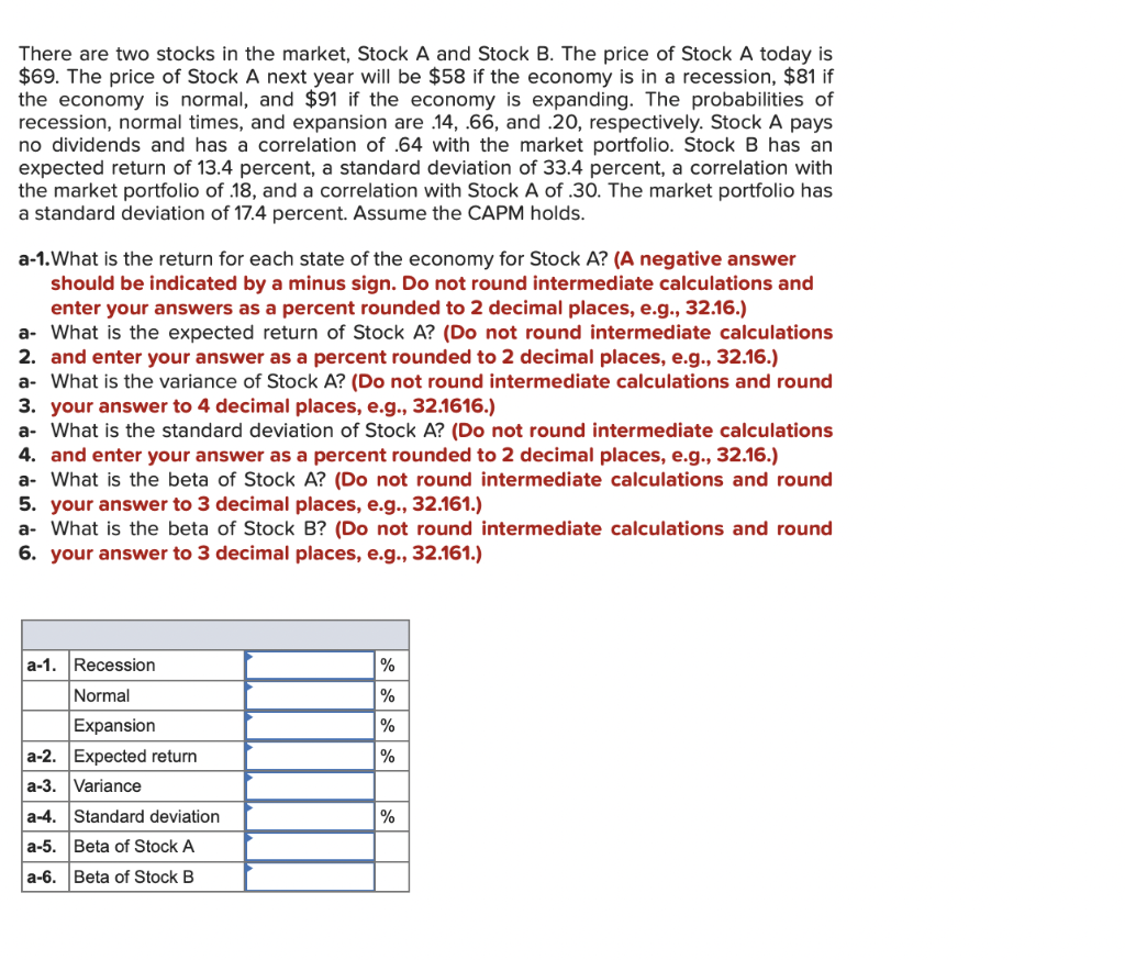 Solved There are two stocks in the market, Stock A and Stock