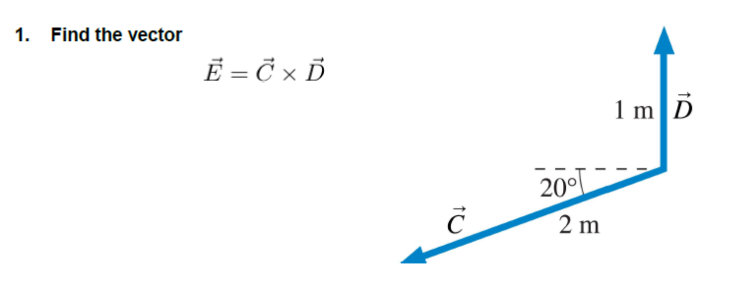 Solved 1. Find the vector E=C×D | Chegg.com