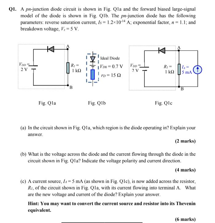 Solved Q1. A pn-junction diode circuit is shown in Fig. Qla | Chegg.com