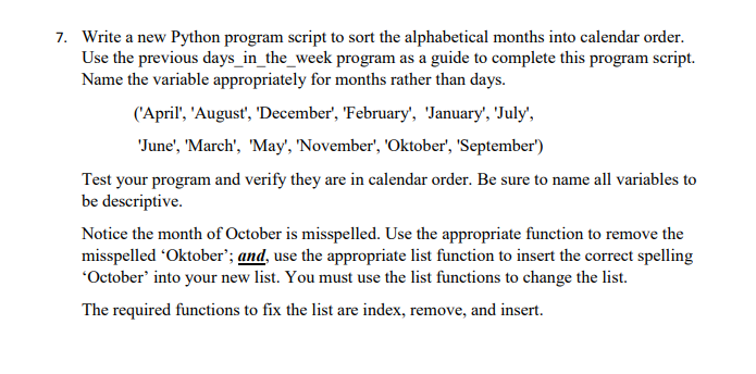 7. Write a new Python program script to sort the | Chegg.com