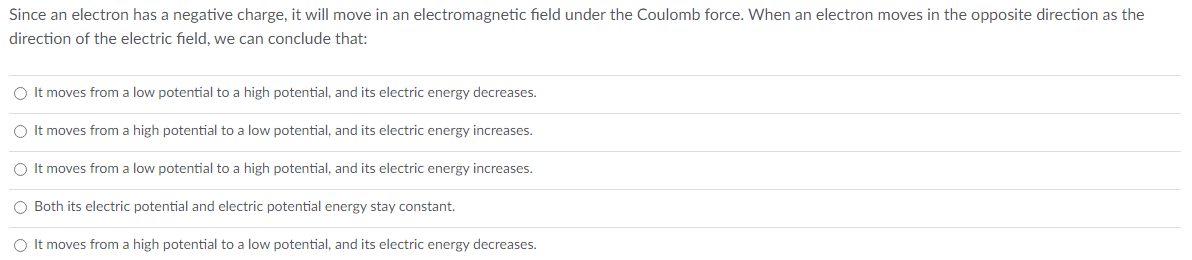 Solved Select the correct statements for electric potential: | Chegg.com