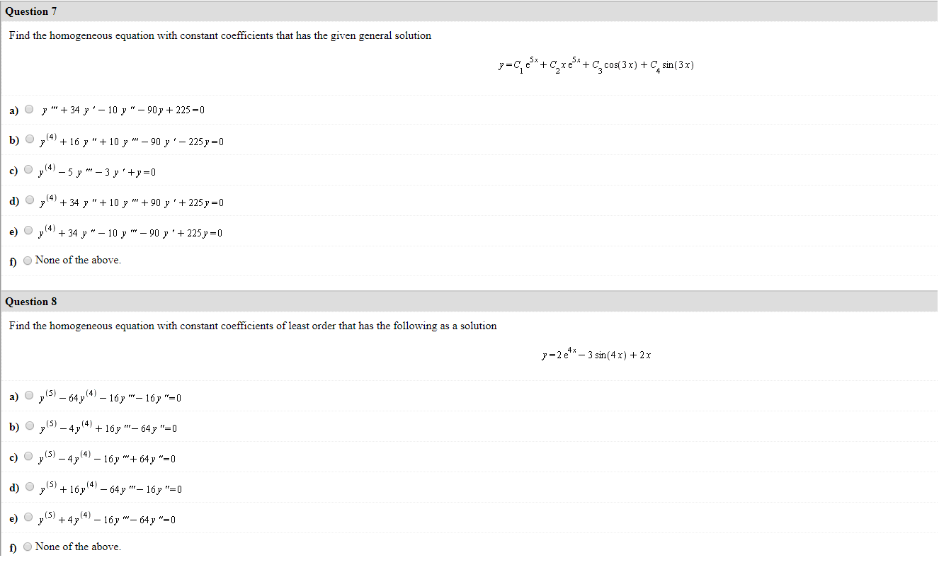 Solved Question 7 Find the homogeneous equation with | Chegg.com