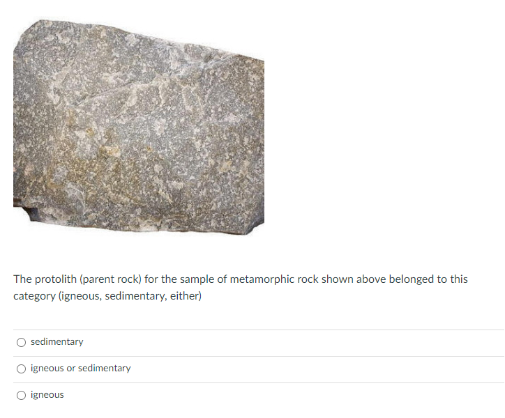 Solved The protolith (parent rock) for the sample of