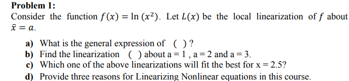 Solved Problem 1: Consider the function f(x) = In (x2). Let | Chegg.com