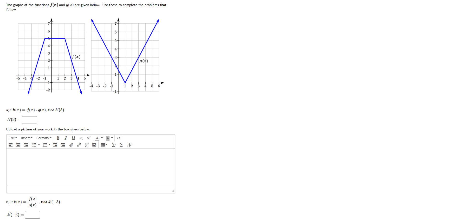 Solved The Graphs Of The Functions F X And G X Are Given Chegg Com