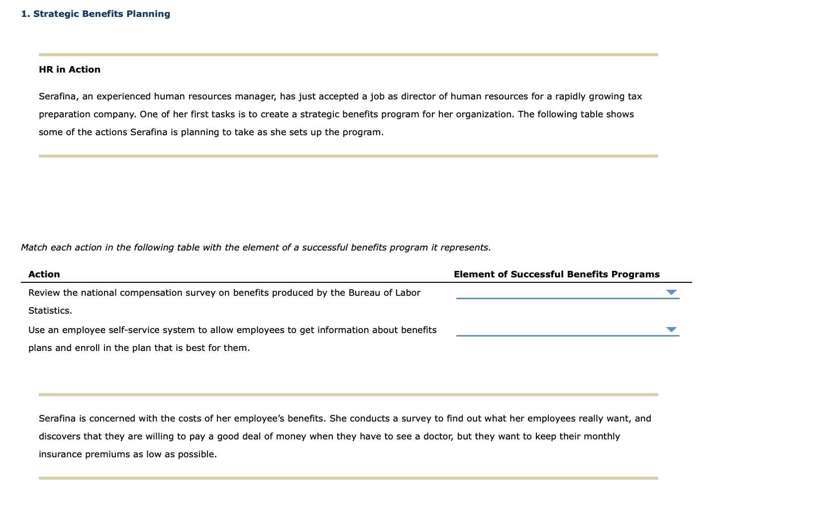1. Strategic Benefits Planning HR in Action Serafina, | Chegg.com