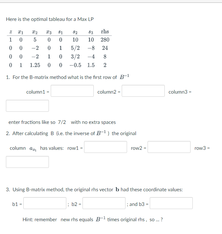 Solved Here Is The Optimal Tableau For A Max LP 1. For The | Chegg.com