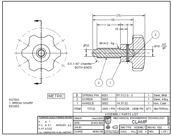 Solved Referring to the Assembly Drawing on the next page, | Chegg.com