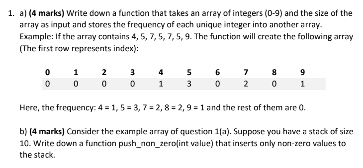 Solved 1. a) (4 marks) Write down a function that takes an | Chegg.com