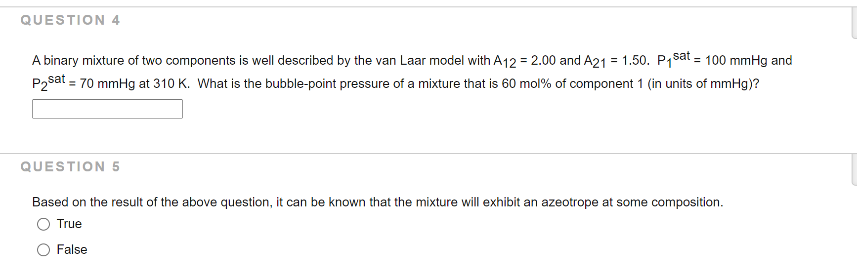 Solved QUESTION 4 - A binary mixture of two components is | Chegg.com