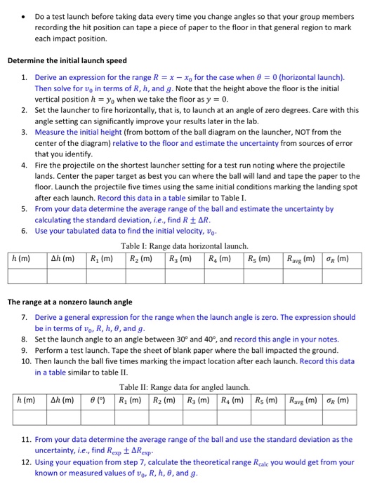 Solved physics lab about projectile motion i just need to chegg