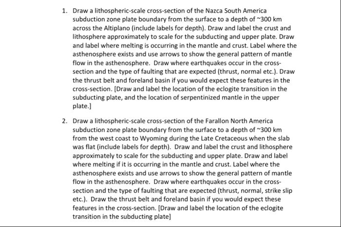 Solved 1. Draw A Lithospheric-scale Cross-section Of The 